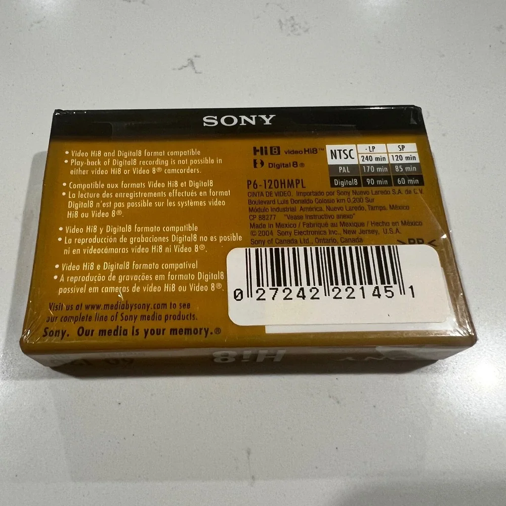 Sony Hi8 Digital8 Video Cassette Tape 120/60 Min P6-120HMPL - NEW SEALED